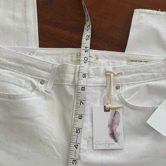 Jessica Simpson Adored High Rise Ankle White Jean Size‎ 4 raw frayed hems cotton - Picture 9 of 16